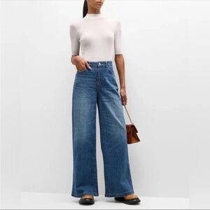 Triarchy High Rise Wide Leg Ms Fonda Jean Pants 100% Organic Cotton Casual Sz 26